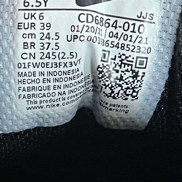 Nike‎ Shoes Youth 6 Air Max 90 LTR Sneakers Black Leather Round Toe CD6864-010 - Picture 8 of 9